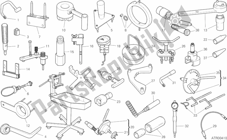 All parts for the 001 - Workshop Service Tools of the Ducati Multistrada 1260 Enduro 2019